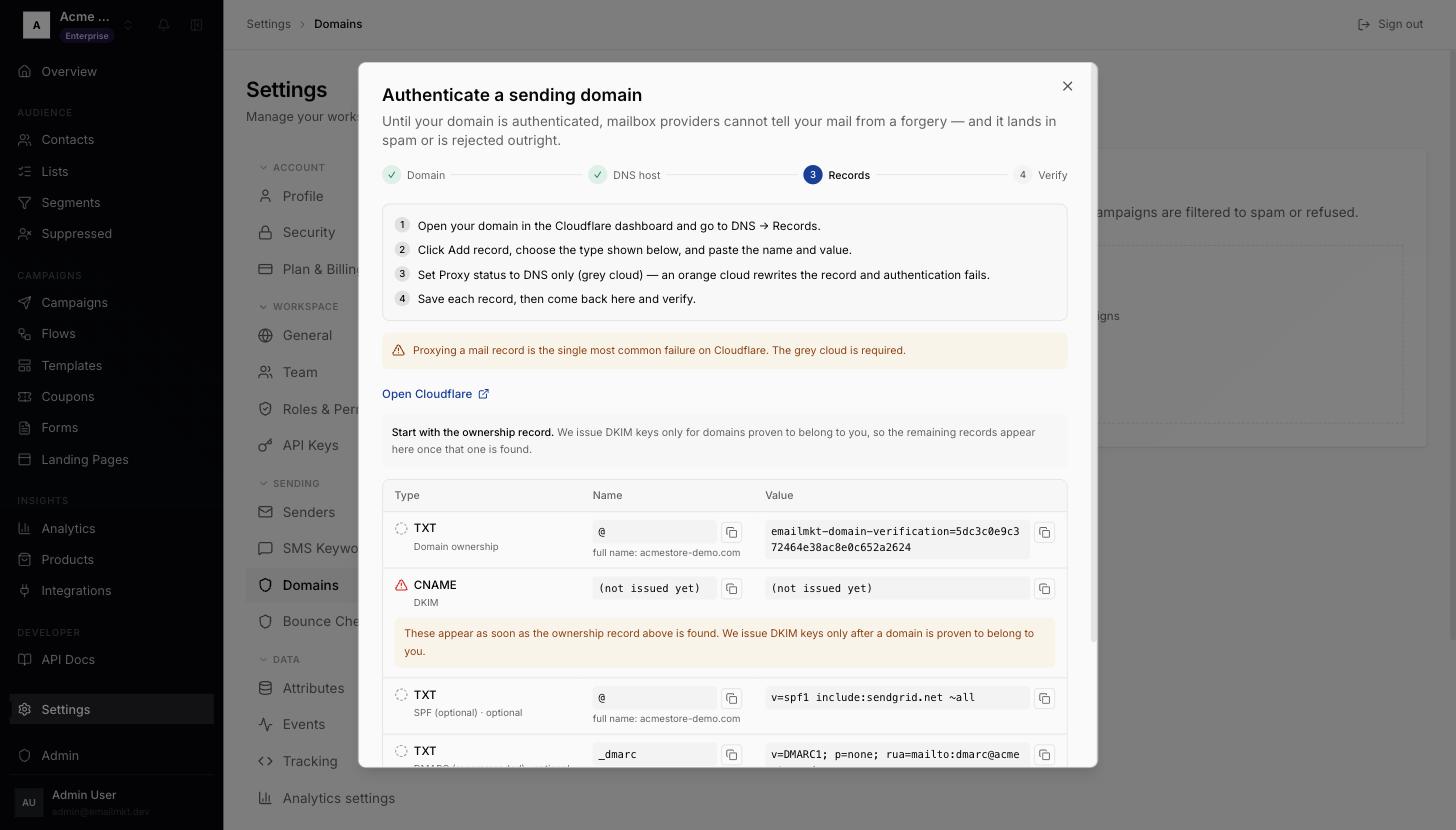DNS records to add