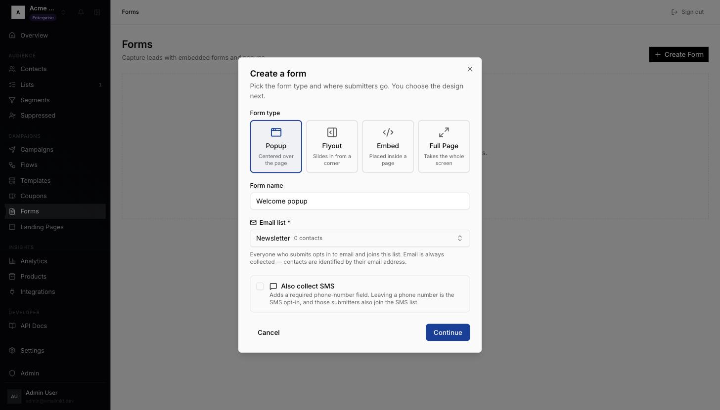 Create a form dialog